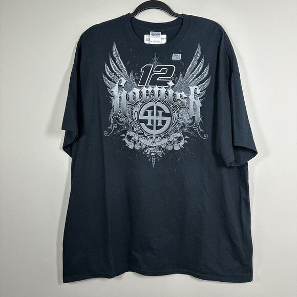 NWT‎ NASCAR Sam Hornish Jr. 12 Black 2X Penske Racing Icon Short Sleeve Shirt - Picture 1 of 6